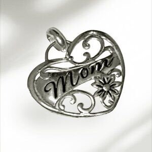 Vintage Sterling Silver ICM 925 Heart Pendant Charm MOM Mother's Day no chain